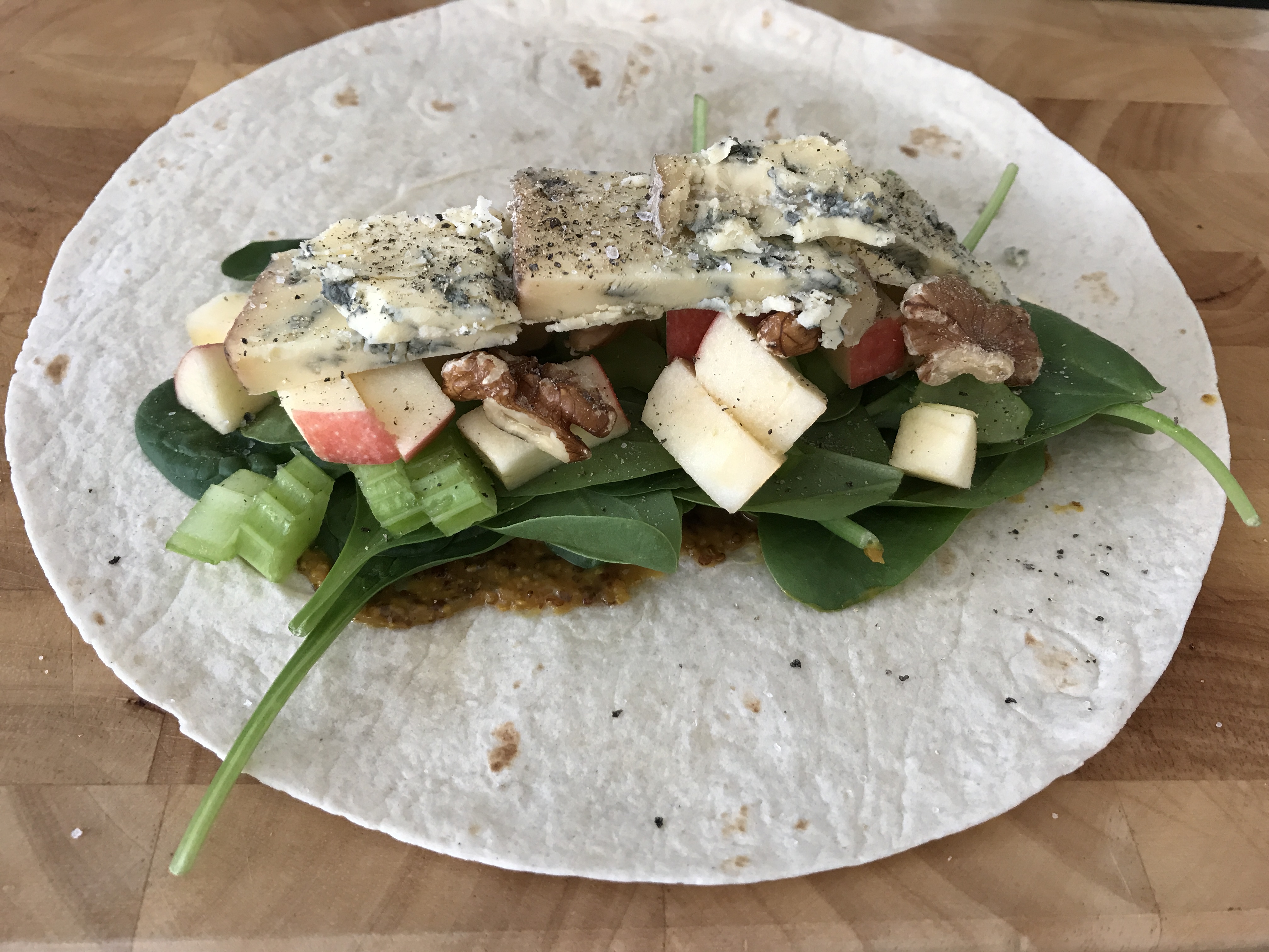 Vegetarian blue cheese, apple, walnut wrap